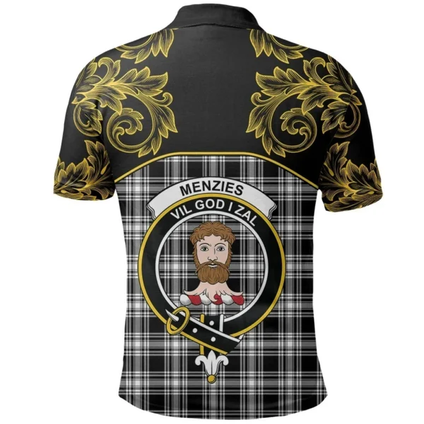 Menzies Black & White Modern Clan Polo Shirt, Scottish Tartan Menzies Black & White Modern Clans Polo Shirt Empire Style - Image 3