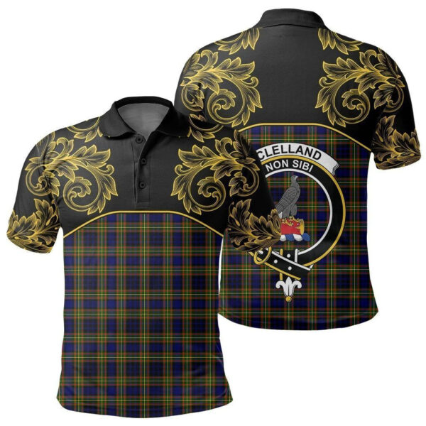 Clelland Modern Clan Polo Shirt, Scottish Tartan Clelland Modern Clans Polo Shirt Empire Style