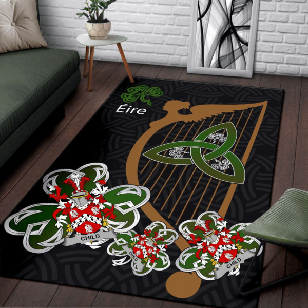 Ireland Area Rug - Child Family Crest Area Rug - Harp And Shamrock - Image 3