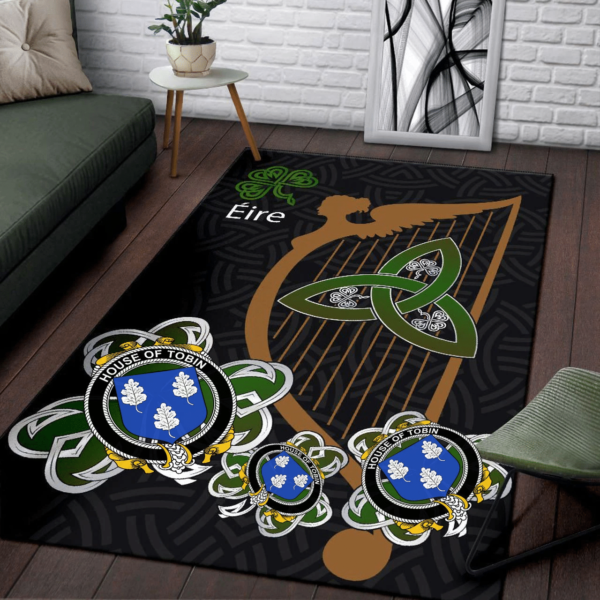 Ireland Area Rug - House of TOBIN Family Crest Area Rug - Harp And Shamrock - Image 3