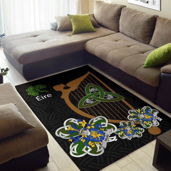 Ireland Area Rug - Read Family Crest Area Rug - Harp And Shamrock