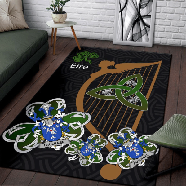 Ireland Area Rug - Faulkner Family Crest Area Rug - Harp And Shamrock - Image 3