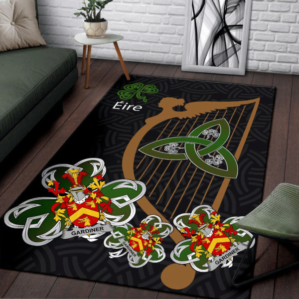 Ireland Area Rug - Gardiner Family Crest Area Rug - Harp And Shamrock - Image 3