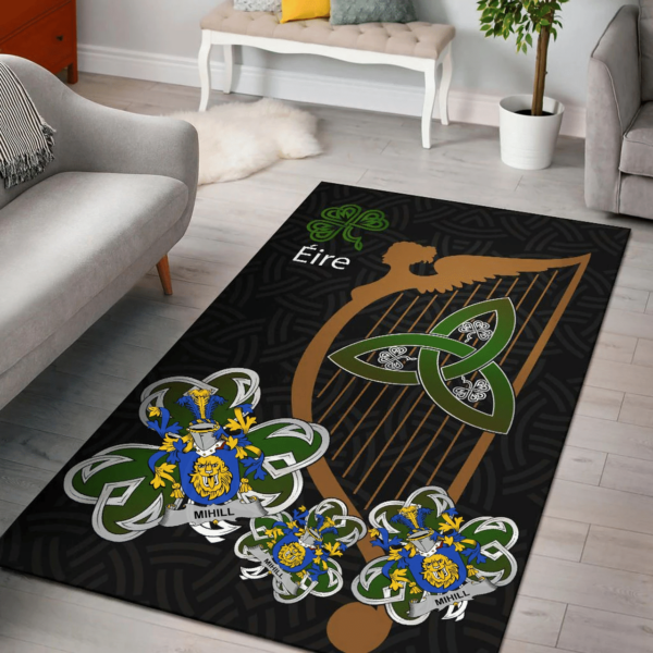 Ireland Area Rug - Mihill Family Crest Area Rug - Harp And Shamrock - Image 2