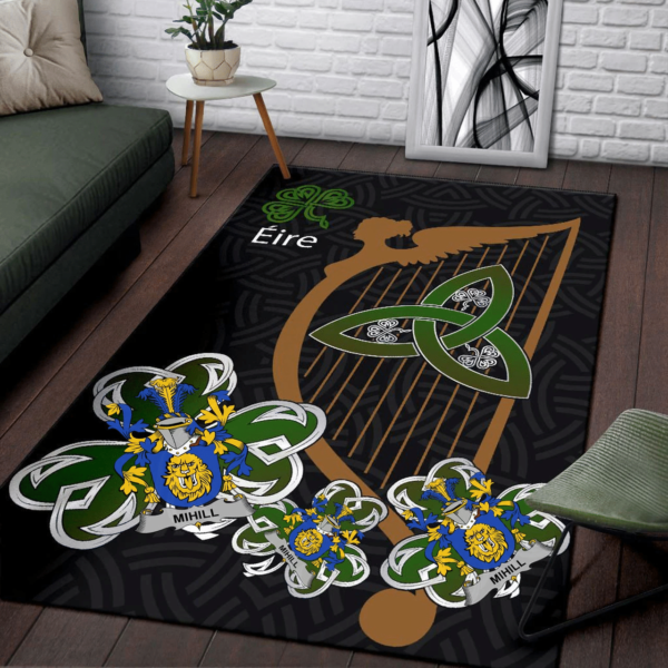 Ireland Area Rug - Mihill Family Crest Area Rug - Harp And Shamrock - Image 3