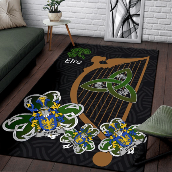 Ireland Area Rug - Dunne Family Crest Area Rug - Harp And Shamrock - Image 3