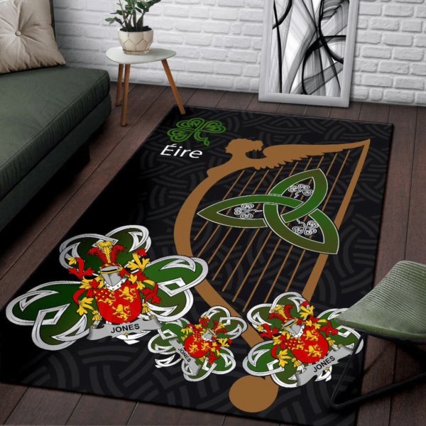 Ireland Area Rug - Jones Family Crest Area Rug - Harp And Shamrock - Image 3