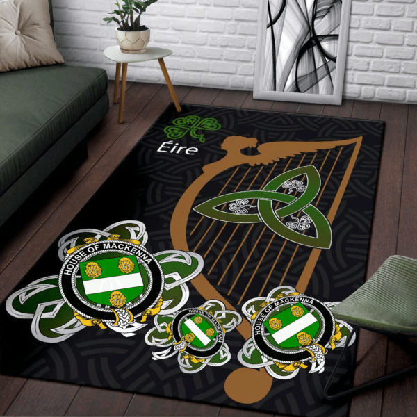 Ireland Area Rug - House of MACKENNA Family Crest Area Rug - Harp And Shamrock - Image 3