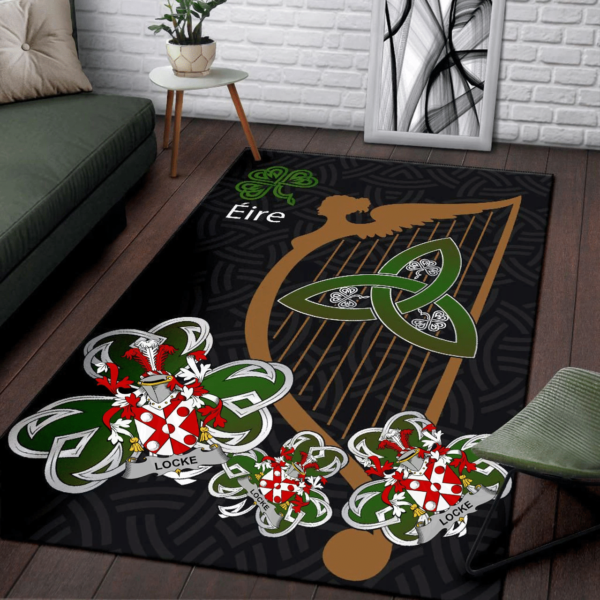 Ireland Area Rug - Locke Family Crest Area Rug - Harp And Shamrock - Image 3