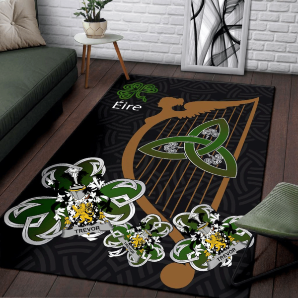 Ireland Area Rug - Trevor Family Crest Area Rug - Harp And Shamrock - Image 3