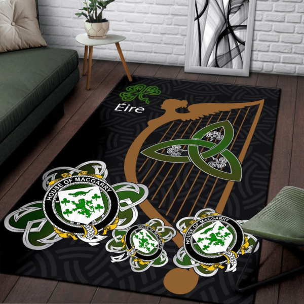 Ireland Area Rug - House of MACGARRY Family Crest Area Rug - Harp And Shamrock - Image 3