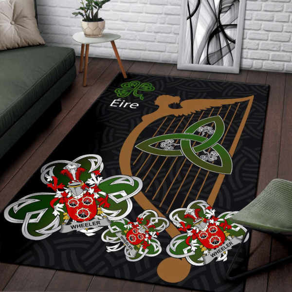 Ireland Area Rug - Wheeler Family Crest Area Rug - Harp And Shamrock - Image 3