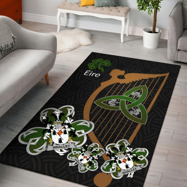 Ireland Area Rug - Whalley Family Crest Area Rug - Harp And Shamrock - Image 2