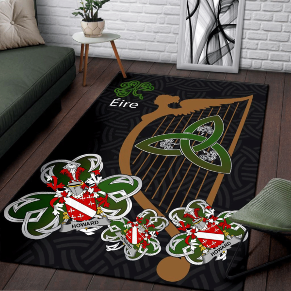 Ireland Area Rug - Howard Family Crest Area Rug - Harp And Shamrock - Image 3