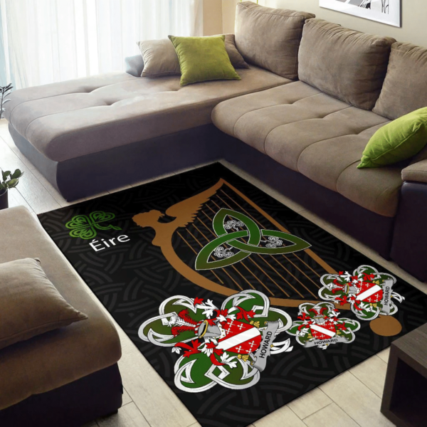 Ireland Area Rug - Howard Family Crest Area Rug - Harp And Shamrock