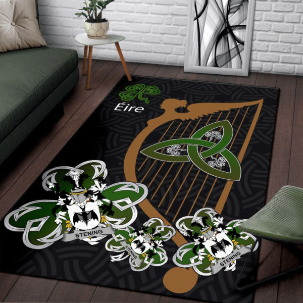 Ireland Area Rug - Stening Family Crest Area Rug - Harp And Shamrock - Image 3