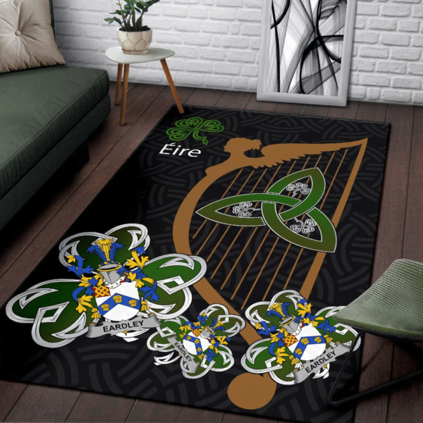 Ireland Area Rug - Eardley Family Crest Area Rug - Harp And Shamrock - Image 3