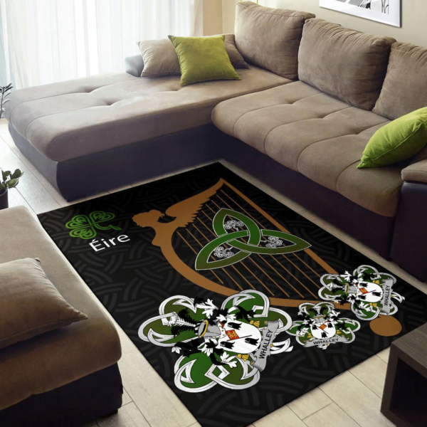 Ireland Area Rug - Whalley Family Crest Area Rug - Harp And Shamrock