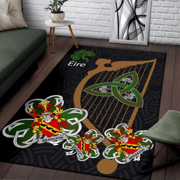 Ireland Area Rug - Brabazon Family Crest Area Rug - Harp And Shamrock - Image 3