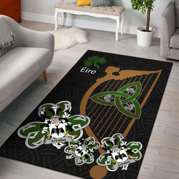 Ireland Area Rug - Stening Family Crest Area Rug - Harp And Shamrock - Image 2