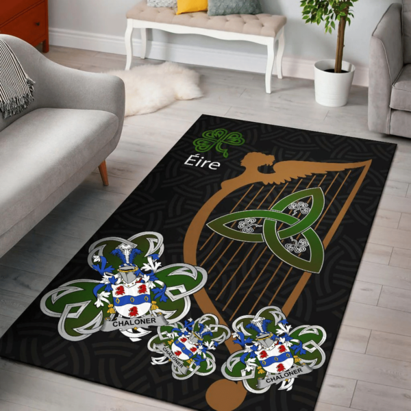 Ireland Area Rug - Chaloner Family Crest Area Rug - Harp And Shamrock - Image 2