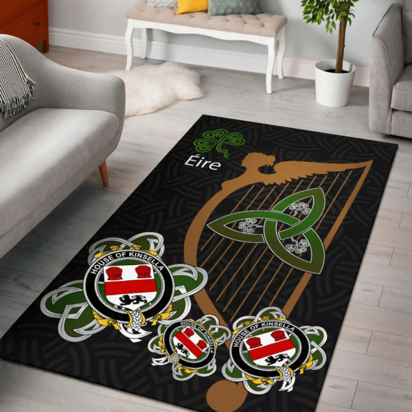 Ireland Area Rug - House of KINSELLA Family Crest Area Rug - Harp And Shamrock - Image 2