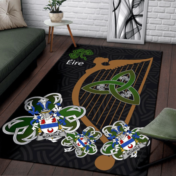 Ireland Area Rug - McArdle Family Crest Area Rug - Harp And Shamrock - Image 3