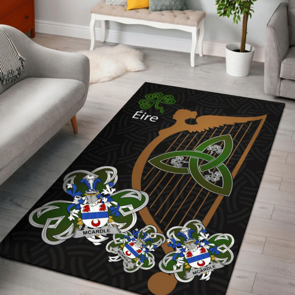 Ireland Area Rug - McArdle Family Crest Area Rug - Harp And Shamrock - Image 2