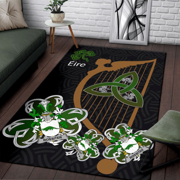 Ireland Area Rug - Rossiter Family Crest Area Rug - Harp And Shamrock - Image 3