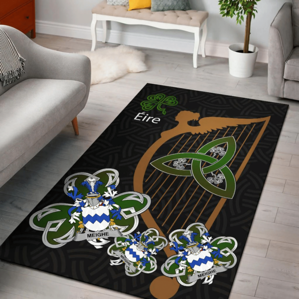 Ireland Area Rug - Meighe Family Crest Area Rug - Harp And Shamrock - Image 2