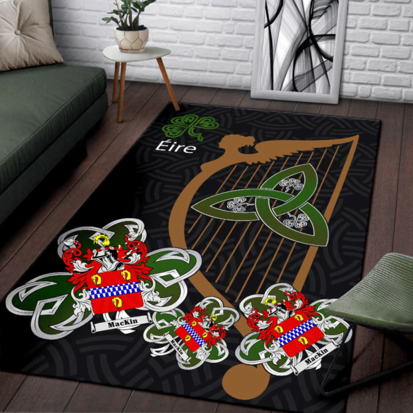 Ireland Area Rug - Mackin Family Crest Area Rug - Harp And Shamrock - Image 3