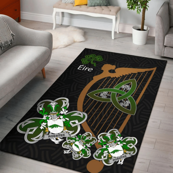 Ireland Area Rug - Rossiter Family Crest Area Rug - Harp And Shamrock - Image 2