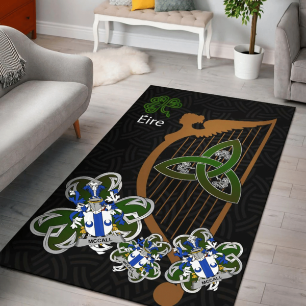 Ireland Area Rug - McCall Family Crest Area Rug - Harp And Shamrock - Image 2