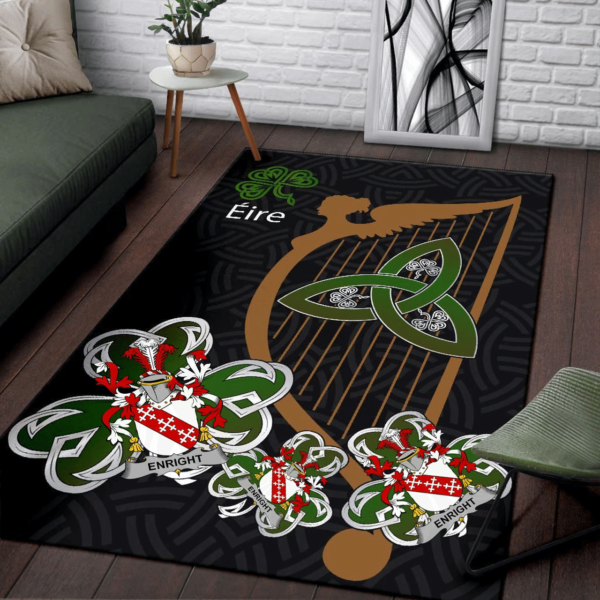 Ireland Area Rug - Enright Family Crest Area Rug - Harp And Shamrock - Image 3