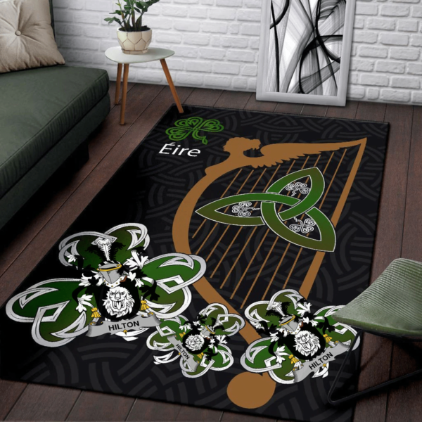 Ireland Area Rug - Hilton Family Crest Area Rug - Harp And Shamrock - Image 3