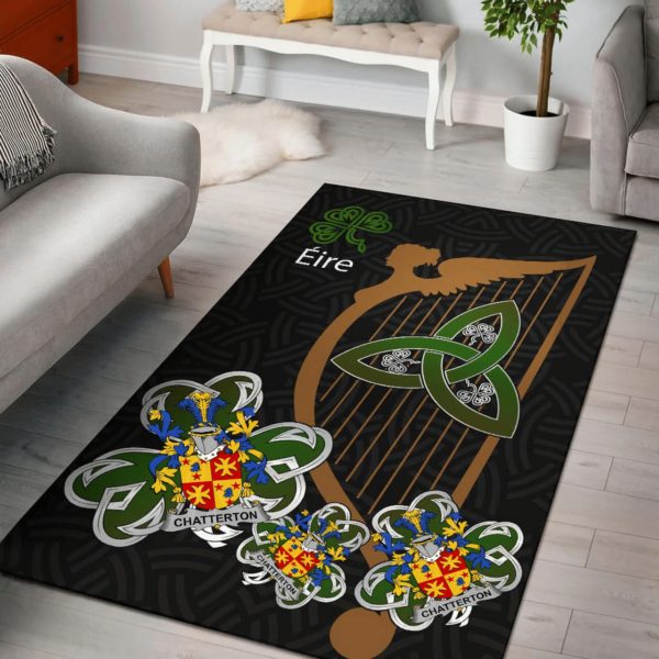 Ireland Area Rug - Chatterton Family Crest Area Rug - Harp And Shamrock - Image 2