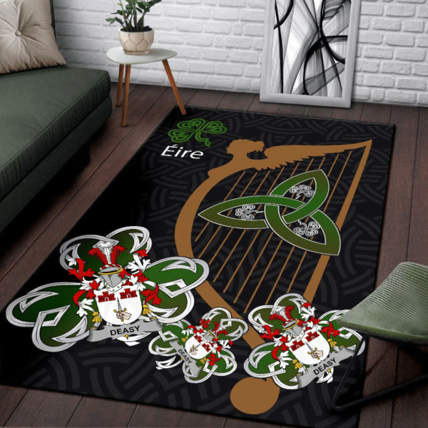 Ireland Area Rug - Deasy Family Crest Area Rug - Harp And Shamrock - Image 3