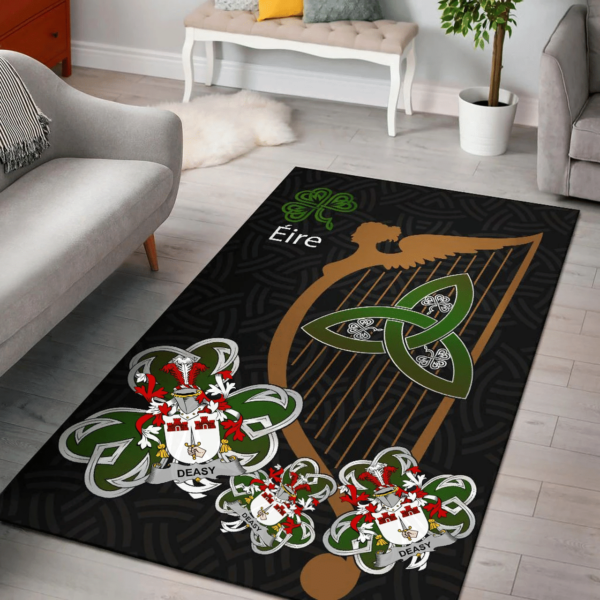 Ireland Area Rug - Deasy Family Crest Area Rug - Harp And Shamrock - Image 2