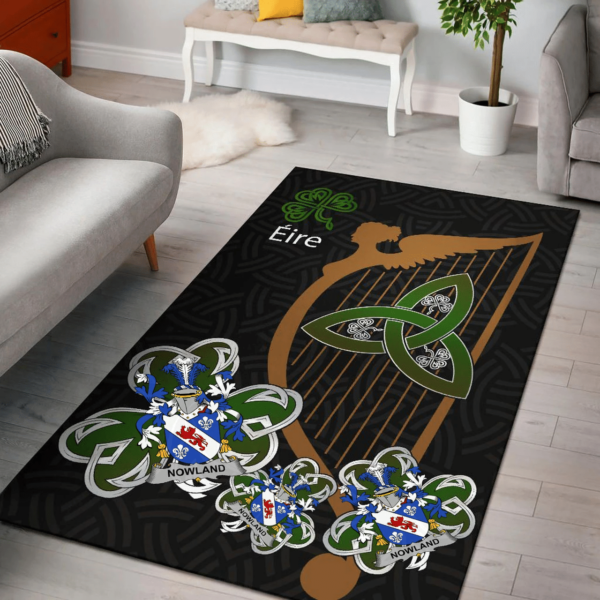 Ireland Area Rug - Nowland Family Crest Area Rug - Harp And Shamrock - Image 2