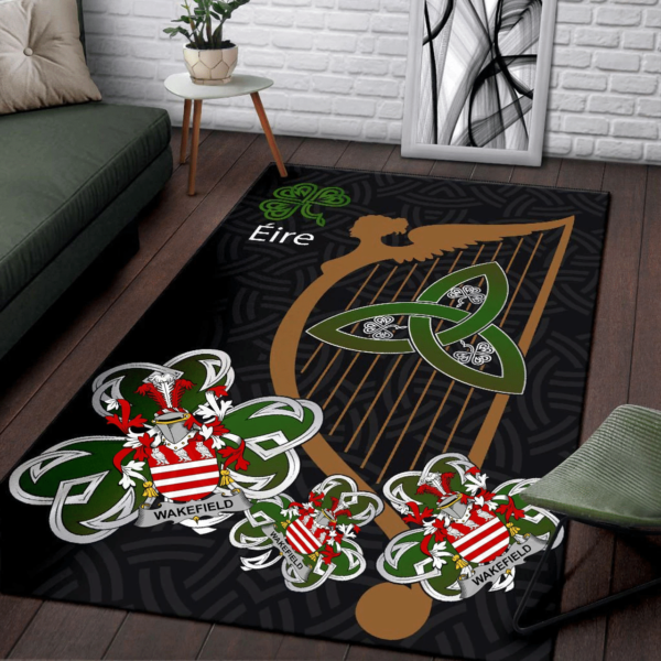 Ireland Area Rug - Wakefield Family Crest Area Rug - Harp And Shamrock - Image 3