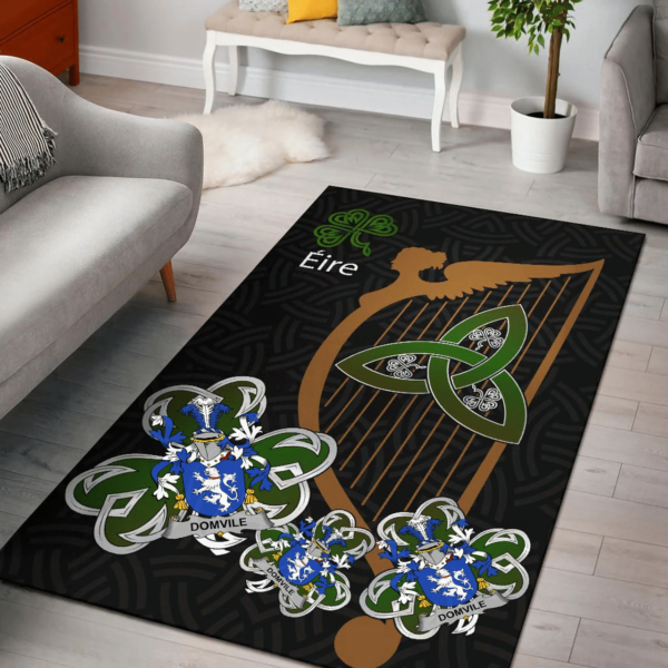 Ireland Area Rug - Domvile Family Crest Area Rug - Harp And Shamrock - Image 2