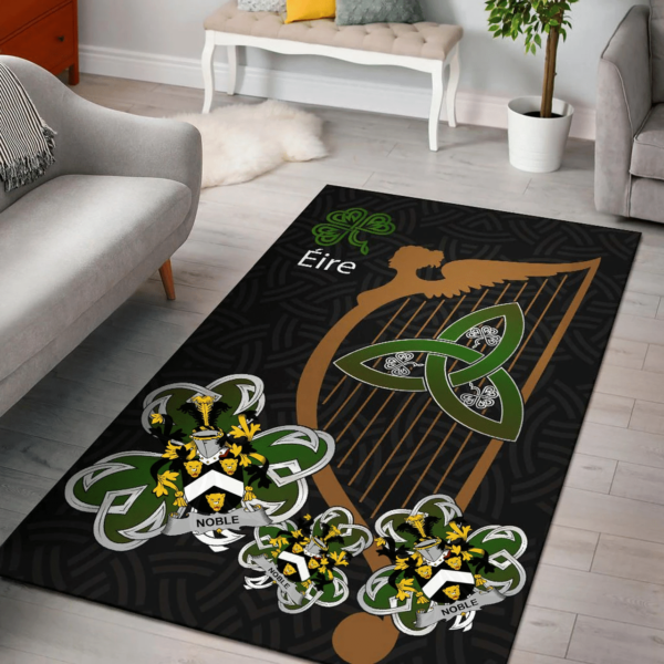 Ireland Area Rug - Noble Family Crest Area Rug - Harp And Shamrock - Image 2