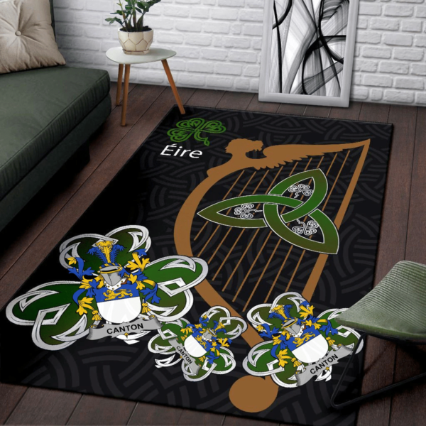 Ireland Area Rug - Canton Family Crest Area Rug - Harp And Shamrock - Image 3