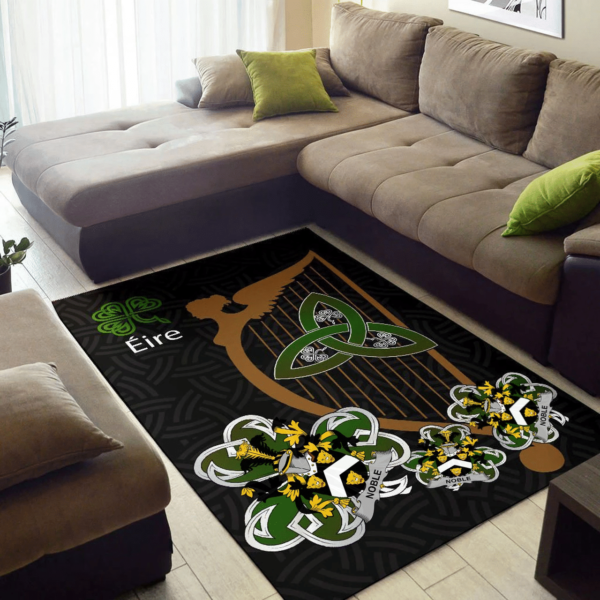 Ireland Area Rug - Noble Family Crest Area Rug - Harp And Shamrock