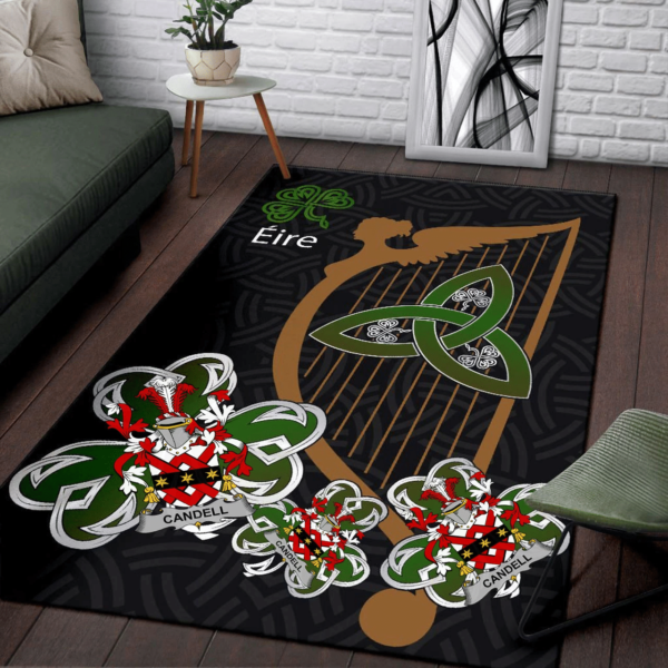 Ireland Area Rug - Candell Family Crest Area Rug - Harp And Shamrock - Image 3