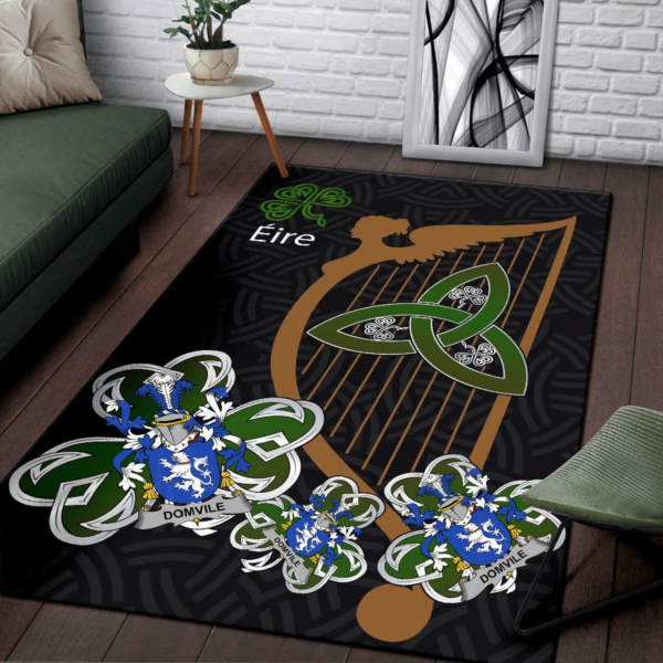 Ireland Area Rug - Domvile Family Crest Area Rug - Harp And Shamrock - Image 3