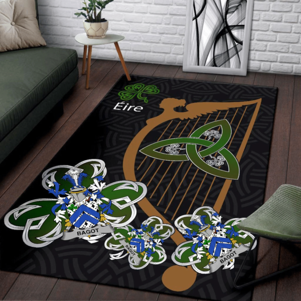 Ireland Area Rug - Bagot Family Crest Area Rug - Harp And Shamrock - Image 3