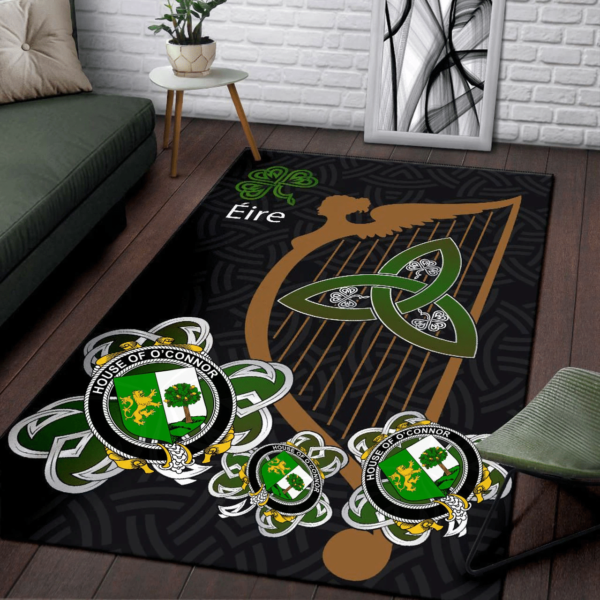 Ireland Area Rug - House of O'CONNOR (Sligo) Family Crest Area Rug - Harp And Shamrock - Image 3