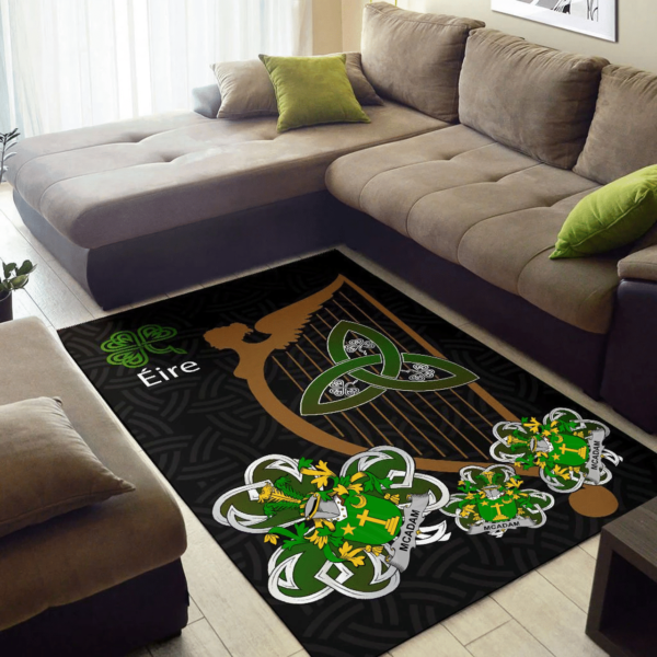 Ireland Area Rug - McAdam Family Crest Area Rug - Harp And Shamrock