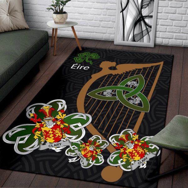 Ireland Area Rug - Clary or O'Clary. Family Crest Area Rug - Harp And Shamrock - Image 3